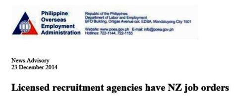 www.poea.gov.ph job hiring in new zealand|26 Employment Agencies Approved by POEA for New Zealand Jobs.